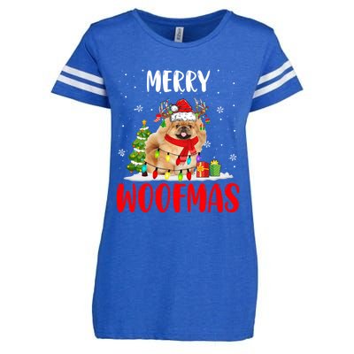 Merry Xmas Woofmas Xmas Lights Santa Reindeer Pekingese Dog Gift Enza Ladies Jersey Football T-Shirt