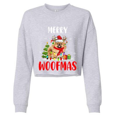 Merry Xmas Woofmas Xmas Lights Santa Reindeer Pekingese Dog Gift Cropped Pullover Crew