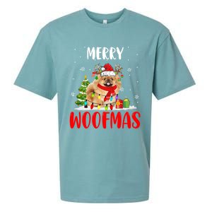 Merry Xmas Woofmas Xmas Lights Santa Reindeer Pekingese Dog Gift Sueded Cloud Jersey T-Shirt