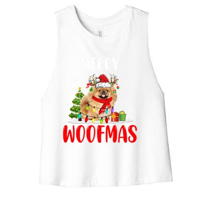 Merry Xmas Woofmas Xmas Lights Santa Reindeer Pekingese Dog Gift Women's Racerback Cropped Tank