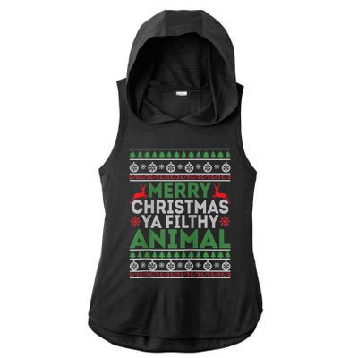 Merry Xmas ya-filthy animal funny christmas pajama Ladies PosiCharge Tri-Blend Wicking Draft Hoodie Tank