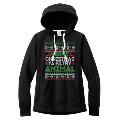 Merry Xmas ya-filthy animal funny christmas pajama Women's Fleece Hoodie