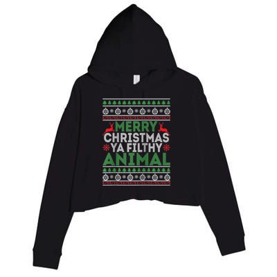 Merry Xmas ya-filthy animal funny christmas pajama Crop Fleece Hoodie