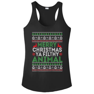 Merry Xmas ya-filthy animal funny christmas pajama Ladies PosiCharge Competitor Racerback Tank