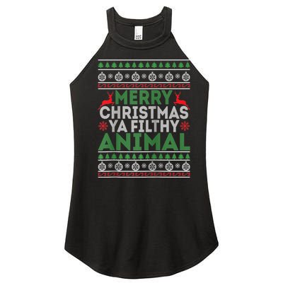 Merry Xmas ya-filthy animal funny christmas pajama Women’s Perfect Tri Rocker Tank