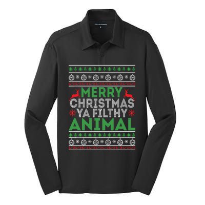 Merry Xmas Yafilthy Animal Funny Christmas Pajama Silk Touch Performance Long Sleeve Polo