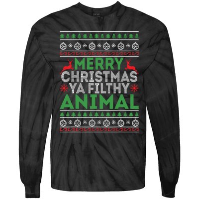 Merry Xmas Yafilthy Animal Funny Christmas Pajama Tie-Dye Long Sleeve Shirt