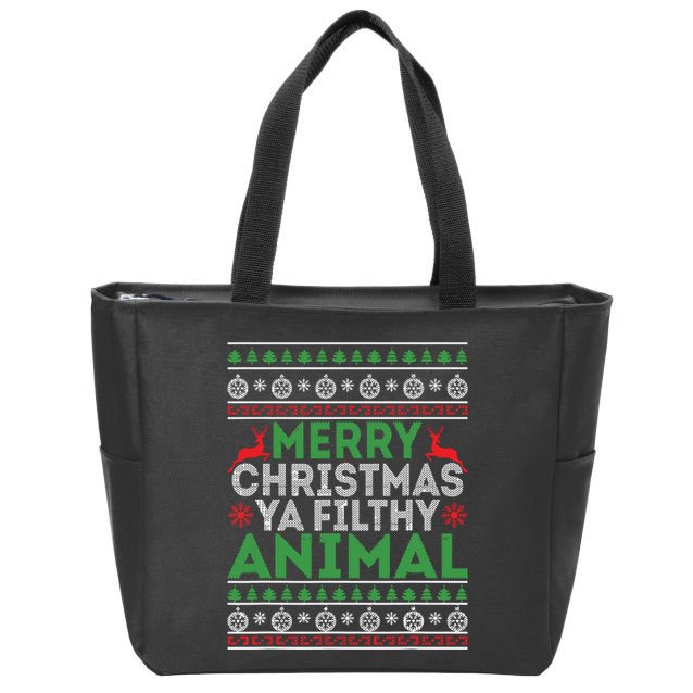 Merry Xmas Yafilthy Animal Funny Christmas Pajama Zip Tote Bag