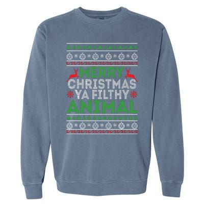 Merry Xmas Yafilthy Animal Funny Christmas Pajama Garment-Dyed Sweatshirt