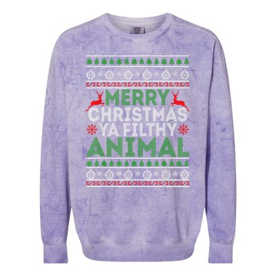 Merry Xmas ya-filthy animal funny christmas pajama Colorblast Crewneck Sweatshirt