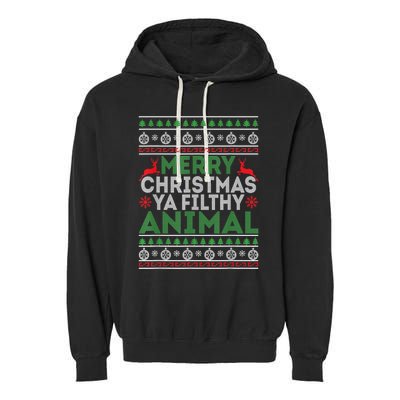 Merry Xmas ya-filthy animal funny christmas pajama Garment-Dyed Fleece Hoodie