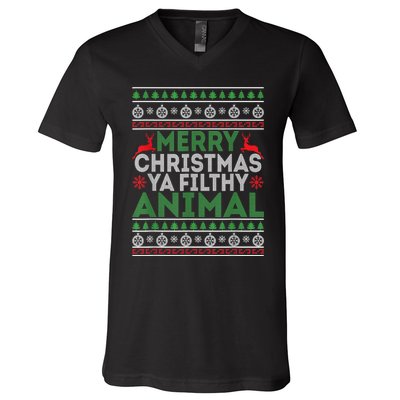 Merry Xmas ya-filthy animal funny christmas pajama V-Neck T-Shirt