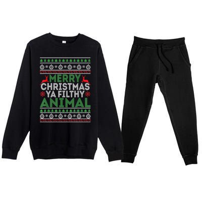 Merry Xmas ya-filthy animal funny christmas pajama Premium Crewneck Sweatsuit Set