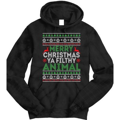 Merry Xmas ya-filthy animal funny christmas pajama Tie Dye Hoodie