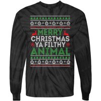 Merry Xmas ya-filthy animal funny christmas pajama Tie-Dye Long Sleeve Shirt