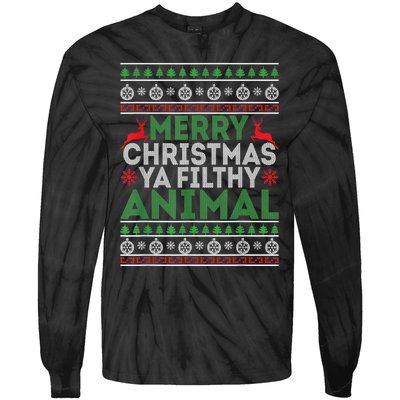 Merry Xmas ya-filthy animal funny christmas pajama Tie-Dye Long Sleeve Shirt