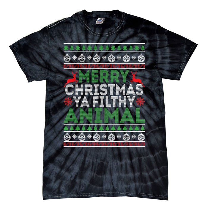 Merry Xmas ya-filthy animal funny christmas pajama Tie-Dye T-Shirt