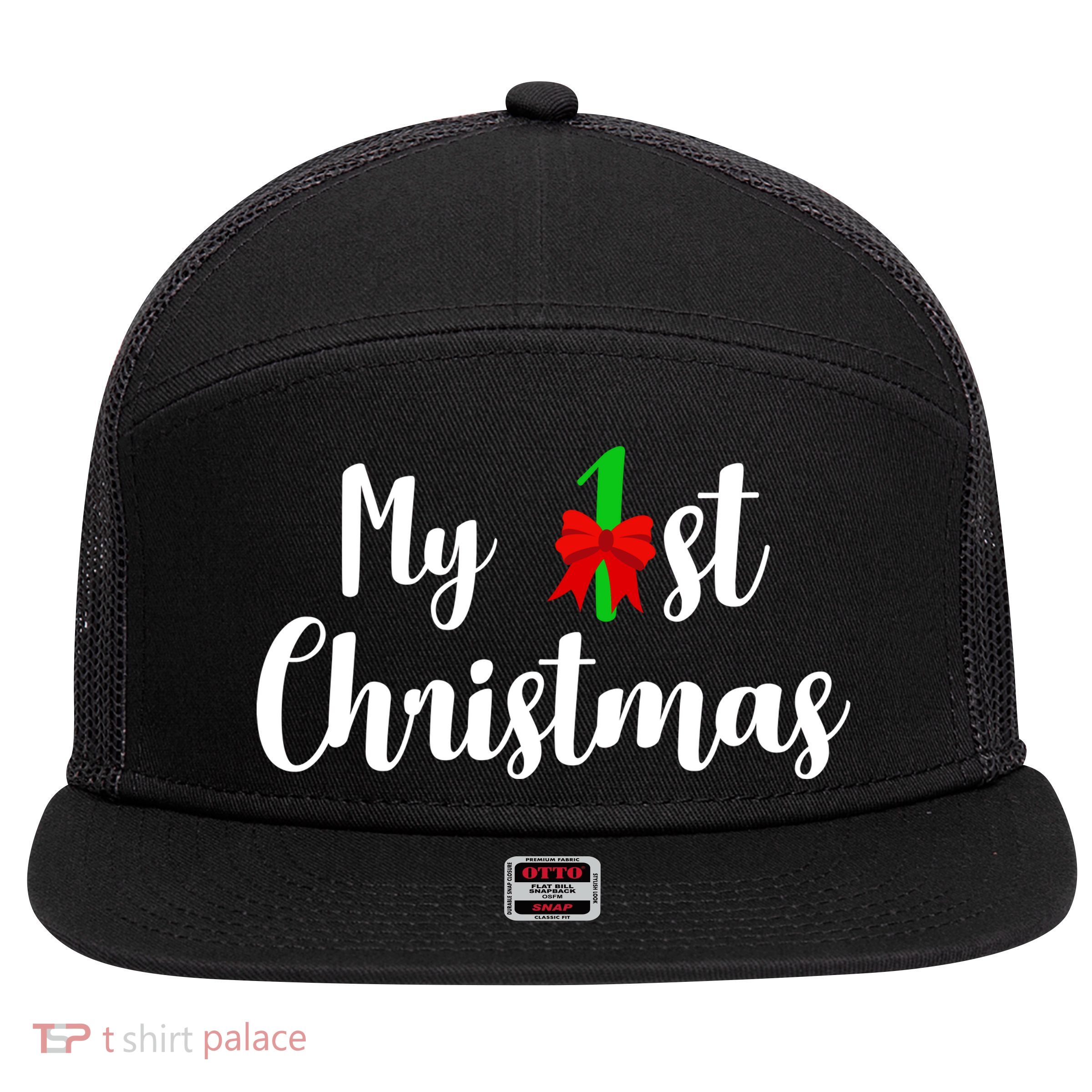 My 1st Christmas 7 Panel Mesh Trucker Snapback Hat