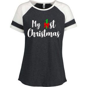 My 1st Christmas Enza Ladies Jersey Colorblock Tee