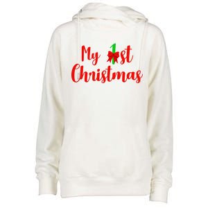 My 1st Christmas Womens Funnel Neck Pullover Hood