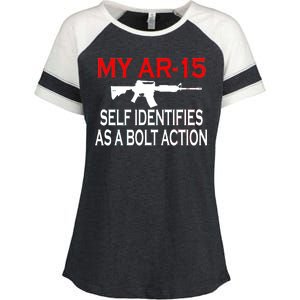 My AR-15 Self Identifies As A Bolt Action Enza Ladies Jersey Colorblock Tee