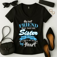 My Best Friend May Not Be Sister By Blood But By Heart Women's V-Neck T-Shirt