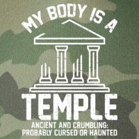My Body Is A Temple Ancient Crumbling Probably Cursed Haunted Legacy Tie Dye Trucker Hat