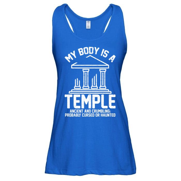 My Body Is A Temple Ancient Crumbling Probably Cursed Haunted Ladies Essential Flowy Tank