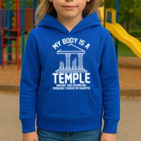 My Body Is A Temple Ancient Crumbling Probably Cursed Haunted Kids Hoodie