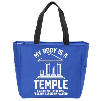 My Body Is A Temple Ancient Crumbling Probably Cursed Haunted Zip Tote Bag