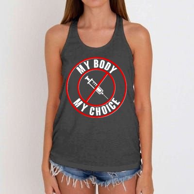 My Body My Choice Anti Vaccine Women's Knotted Racerback Tank