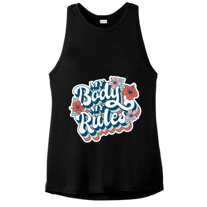 My Body My Rules Floral Ladies PosiCharge Tri-Blend Wicking Tank
