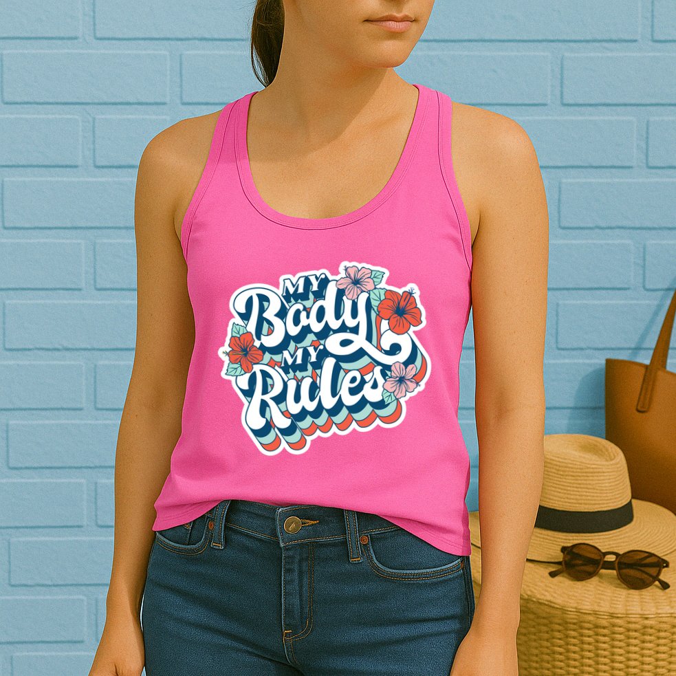 My Body My Rules Floral Womens Tank Top