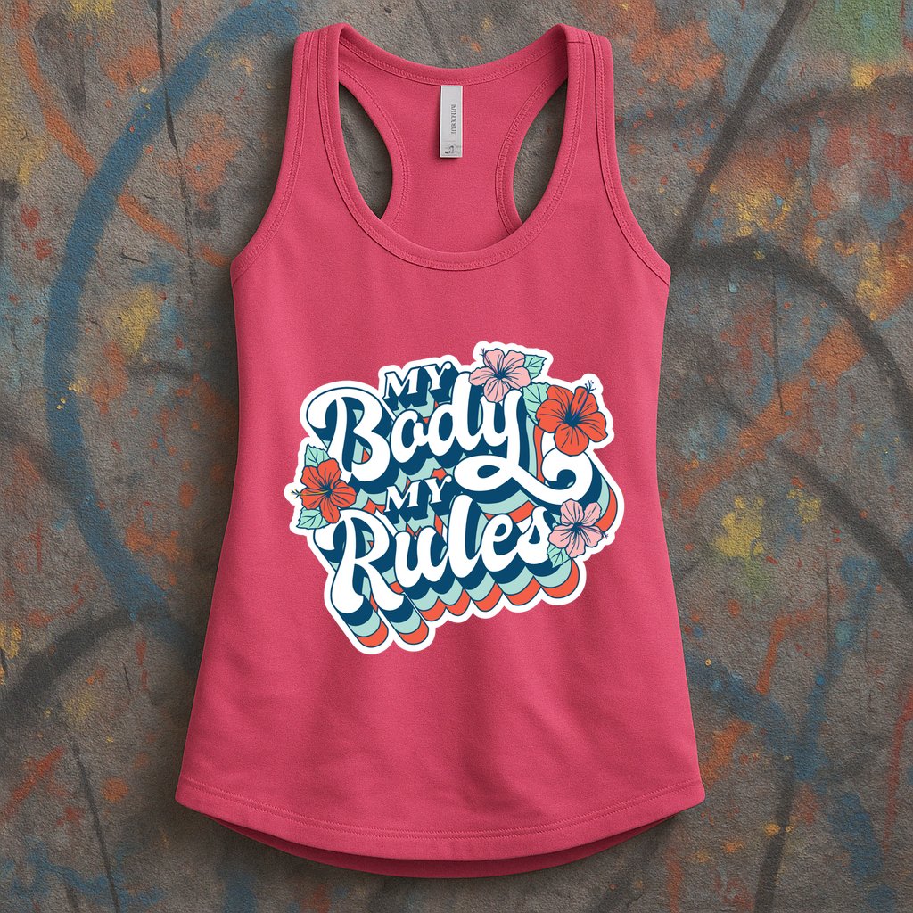 My Body My Rules Floral Womens Tank Top