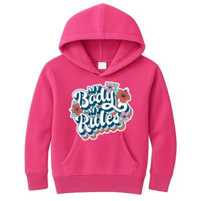 My Body My Rules Floral Kids Hoodie