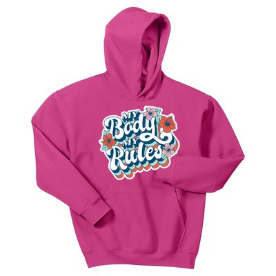 My Body My Rules Floral Kids Hoodie