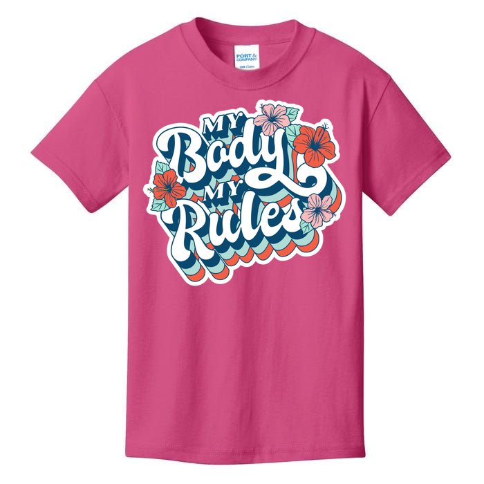 My Body My Rules Floral Kids T-Shirt