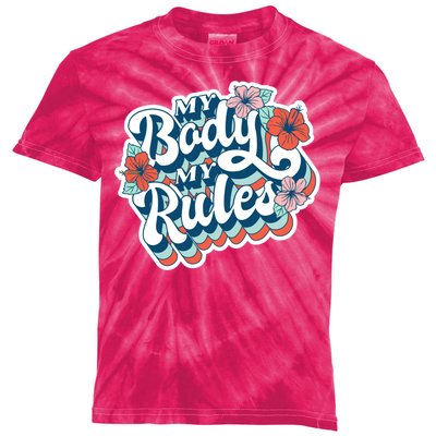 My Body My Rules Floral Kids Tie-Dye T-Shirt