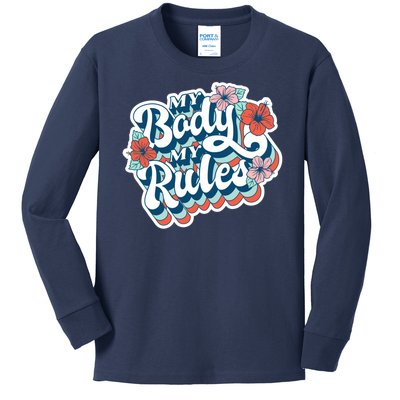 My Body My Rules Floral Kids Long Sleeve Shirt