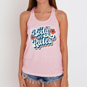 My Body My Rules Floral Women's Knotted Racerback Tank