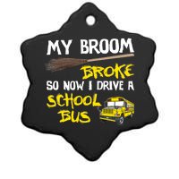 My Broom Broke Drive School Bus Ceramic Star Ornament