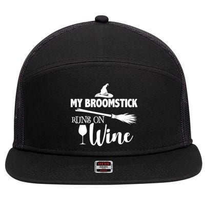 My Broomstick Runs On Wine 7 Panel Mesh Trucker Snapback Hat