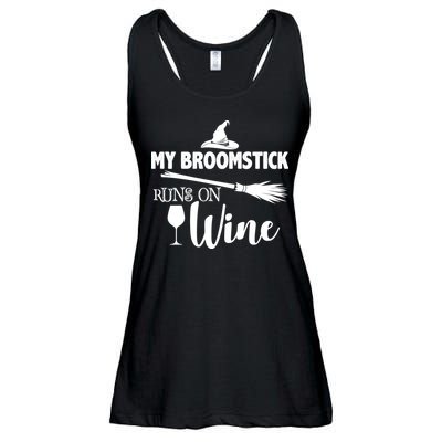 My Broomstick Runs On Wine Ladies Essential Flowy Tank
