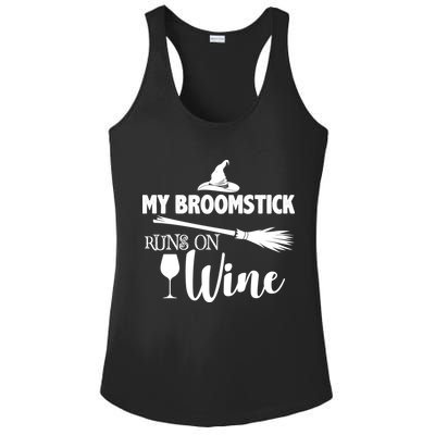 My Broomstick Runs On Wine Ladies PosiCharge Competitor Racerback Tank
