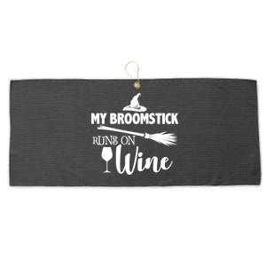 My Broomstick Runs On Wine Large Microfiber Waffle Golf Towel