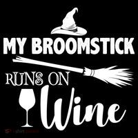 My Broomstick Runs On Wine Pom Pom 12in Knit Beanie