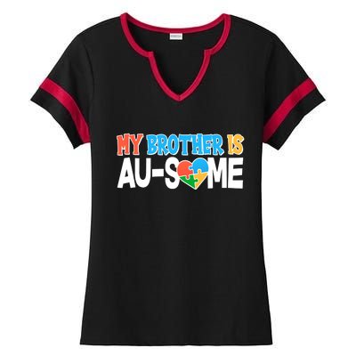 My Brother Is AU-SOME Autism Awareness Ladies Halftime Notch Neck Tee