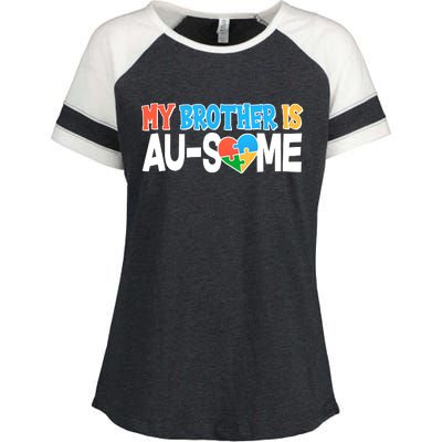 My Brother Is AU-SOME Autism Awareness Enza Ladies Jersey Colorblock Tee