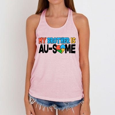 My Brother Is AU-SOME Autism Awareness Women's Knotted Racerback Tank