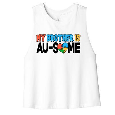 My Brother Is AU-SOME Autism Awareness Women's Racerback Cropped Tank